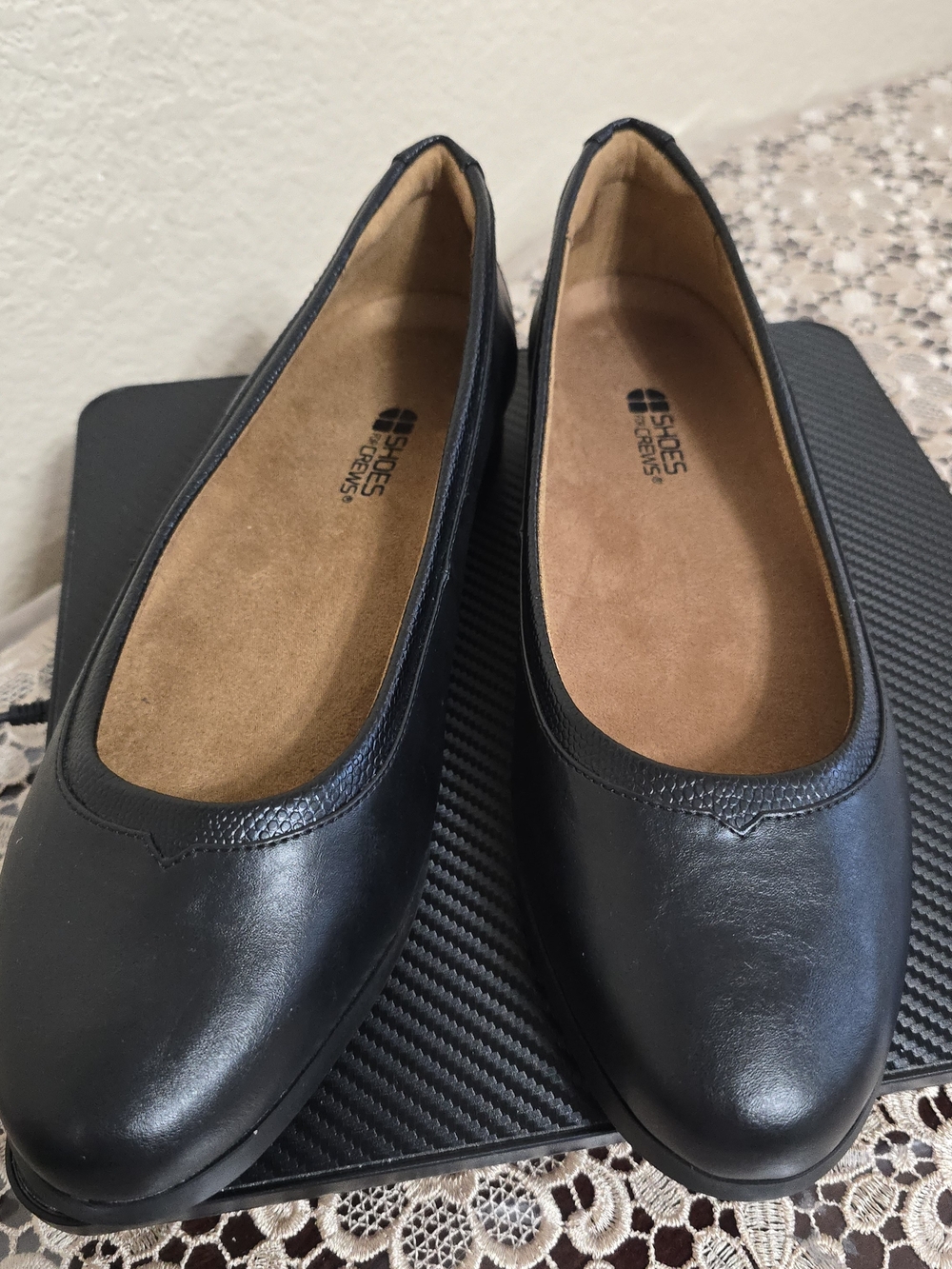 Shoes For Crews Women's Black Slip-On Comfort Flats